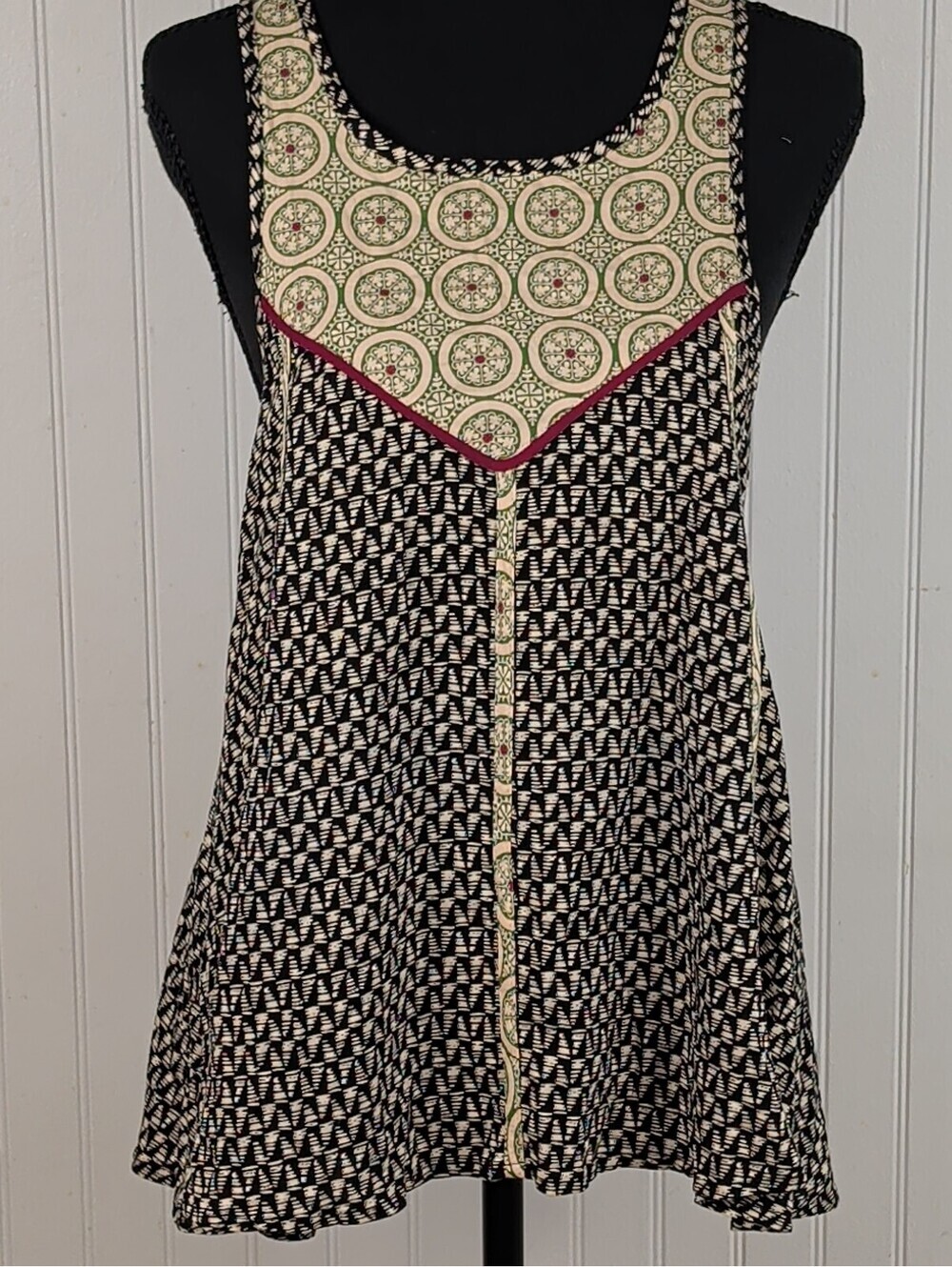 THML Boho Mixed Print Geometric Medallion Tank Top Sleeveless Blouse Small
